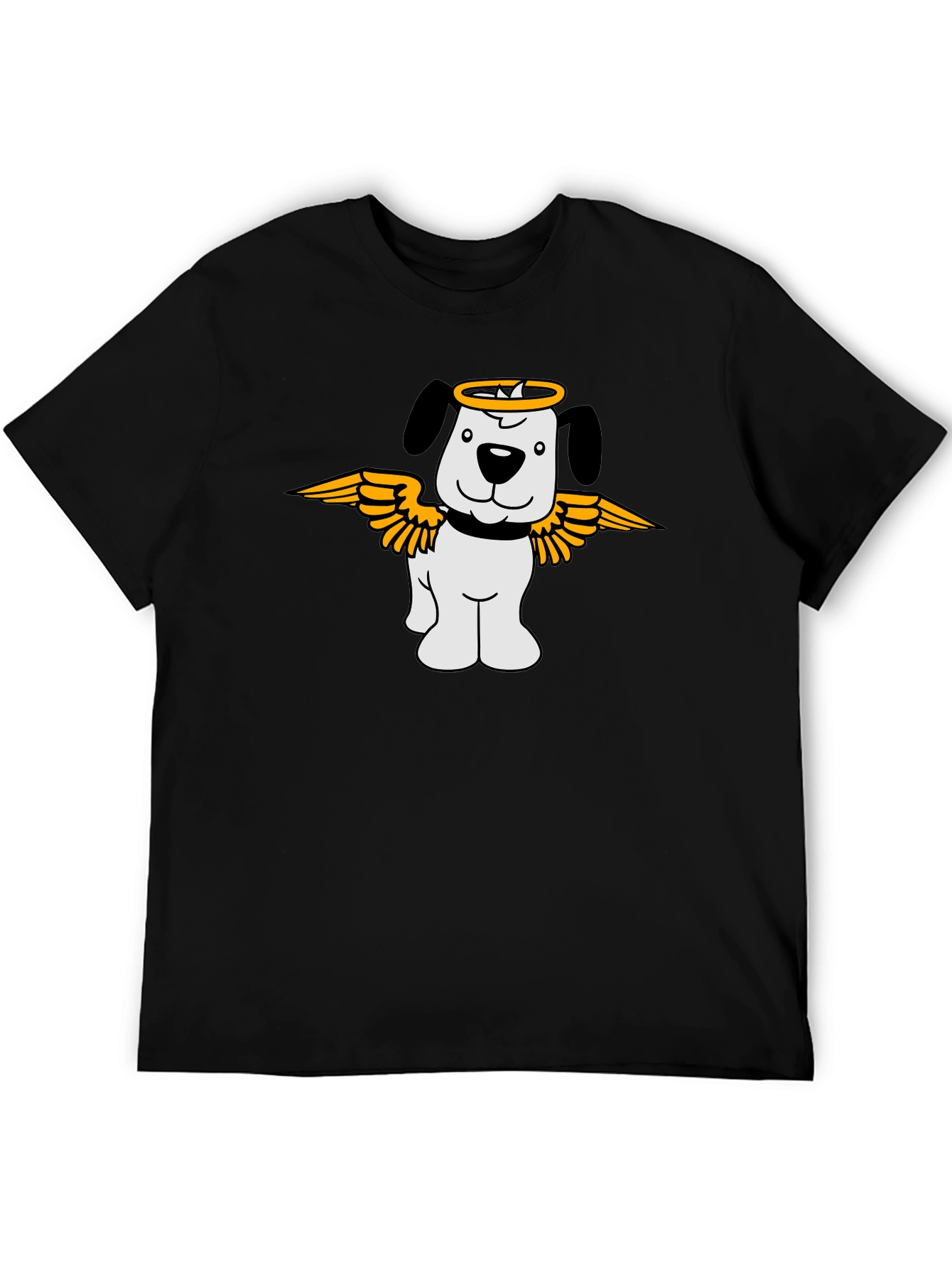 Angel Dog Graphic T-Shirt - Black Cotton Tee