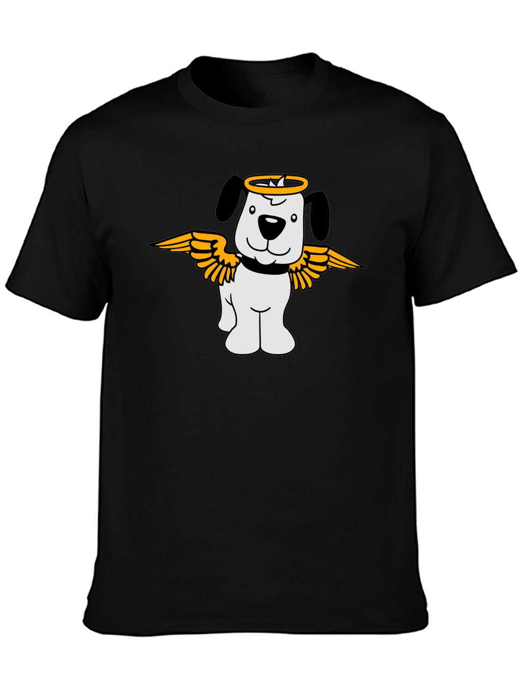 Angel Dog Graphic T-Shirt - Black Cotton Tee