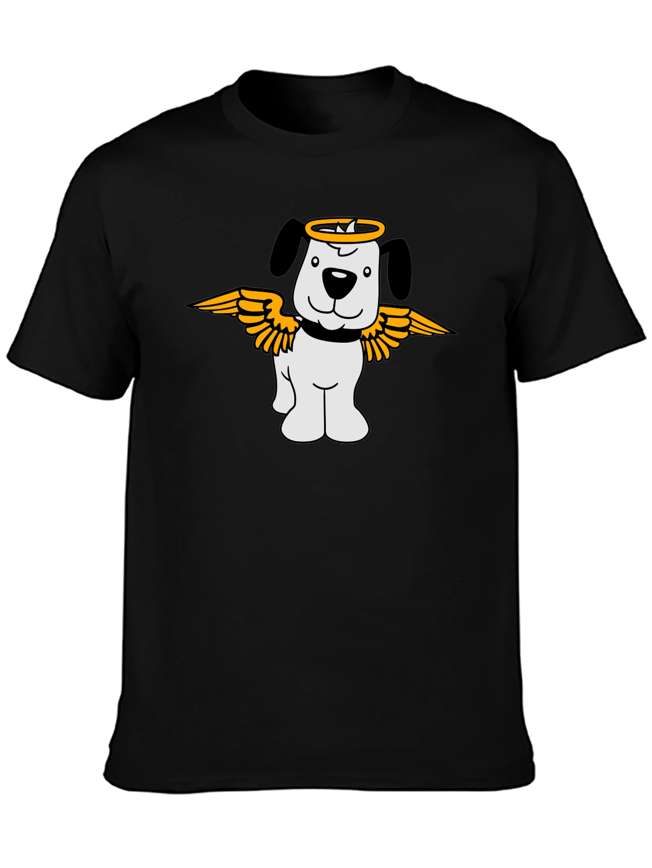 Angel Dog Graphic T-Shirt - Black Cotton Tee