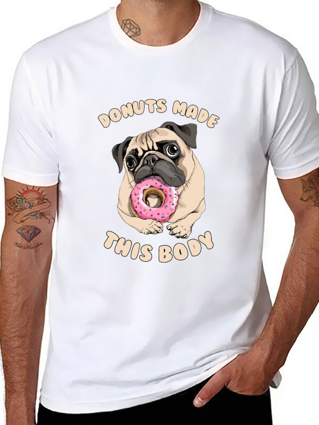 Donuts Made This Body Pug Graphic Tee
