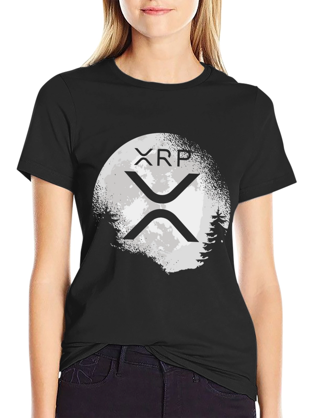 XRP Crypto Moon Black T-Shirt