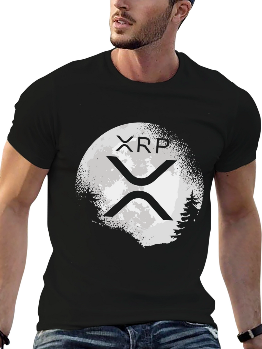 XRP Crypto Moon Black T-Shirt