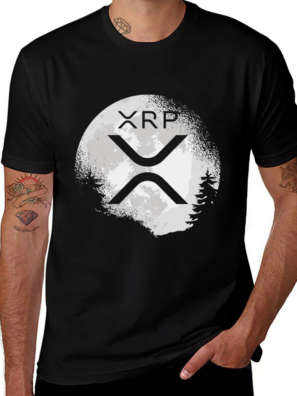 XRP Crypto Moon Black T-Shirt