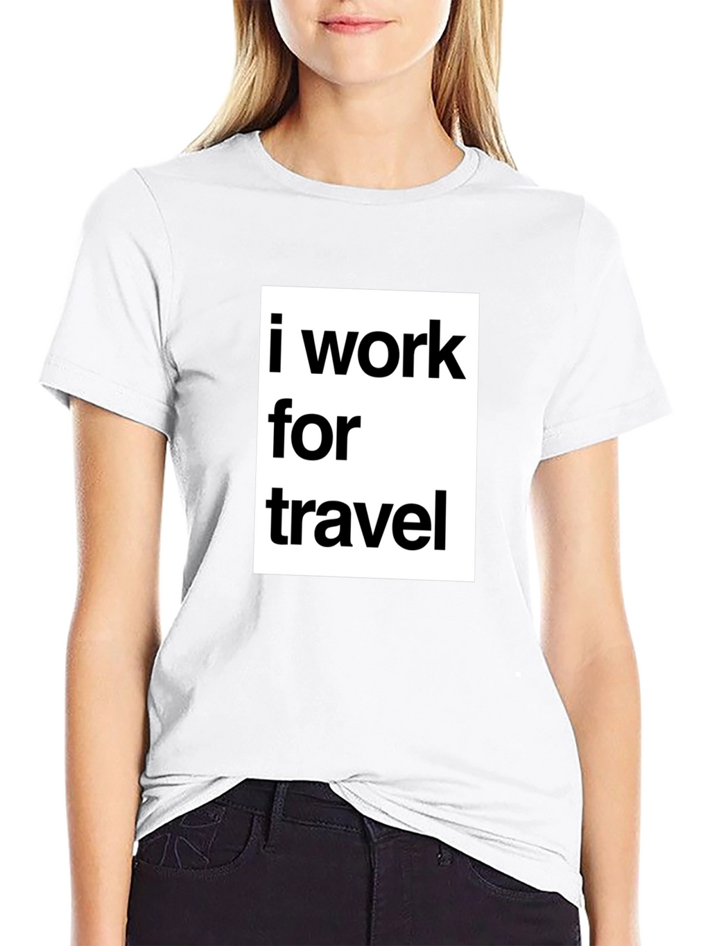 I Work for Travel Black Graphic T-Shirt