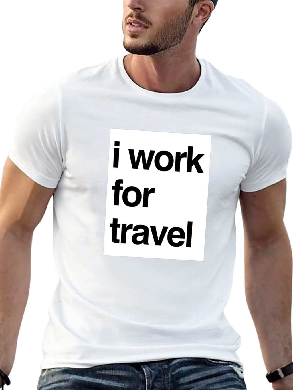 I Work for Travel Black Graphic T-Shirt
