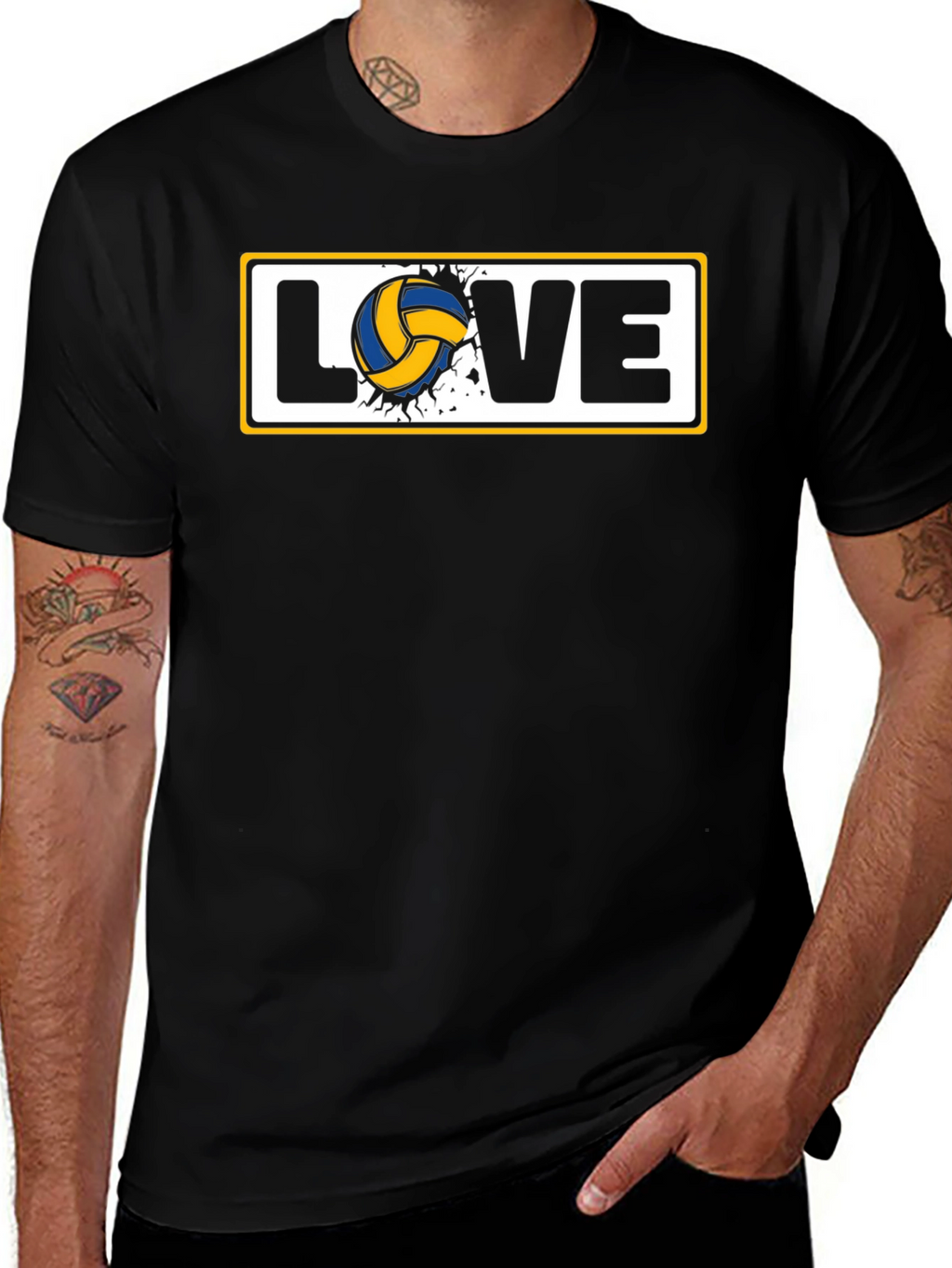 Volleyball Love Graphic T-Shirt - Black