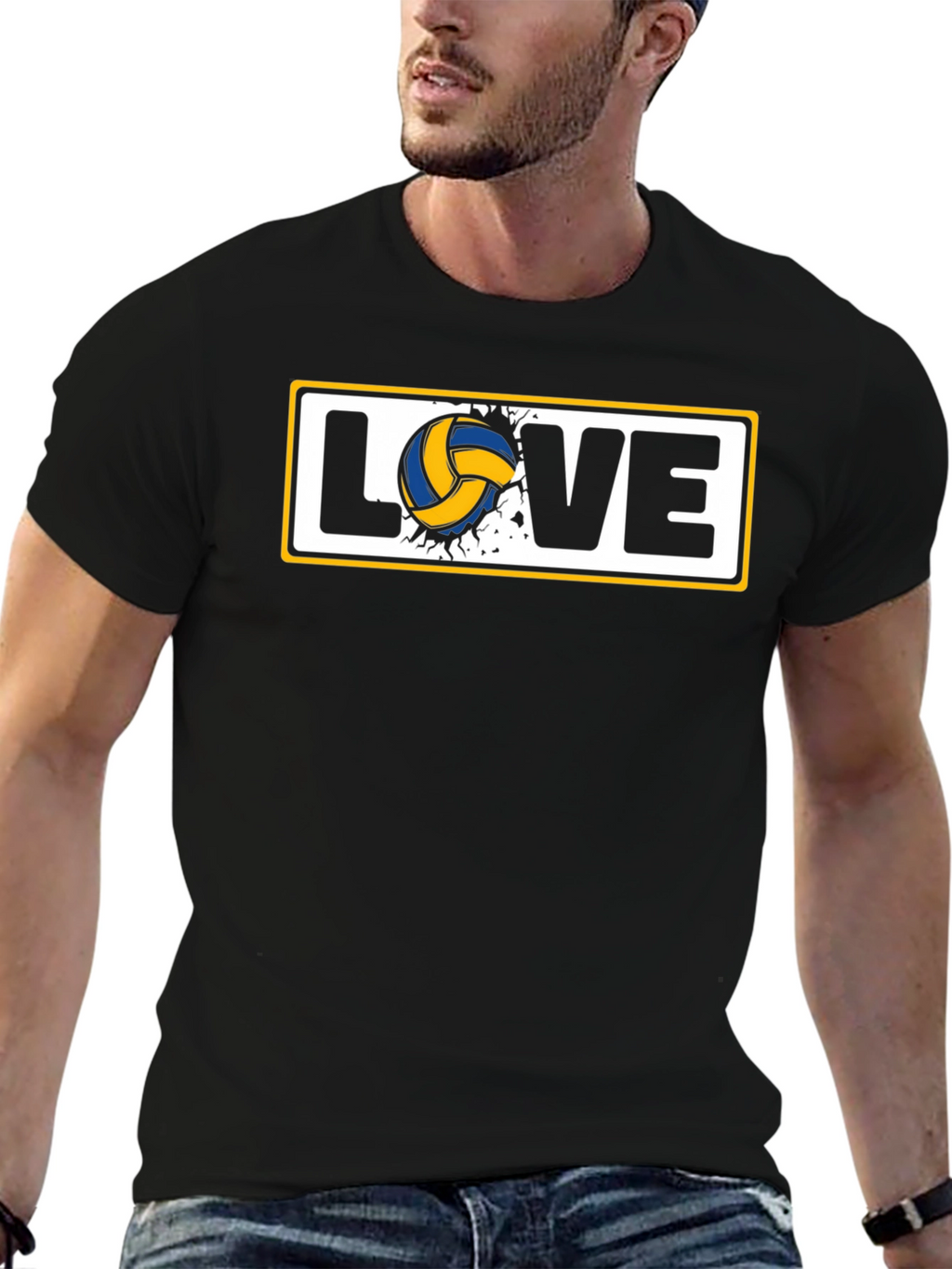 Volleyball Love Graphic T-Shirt - Black