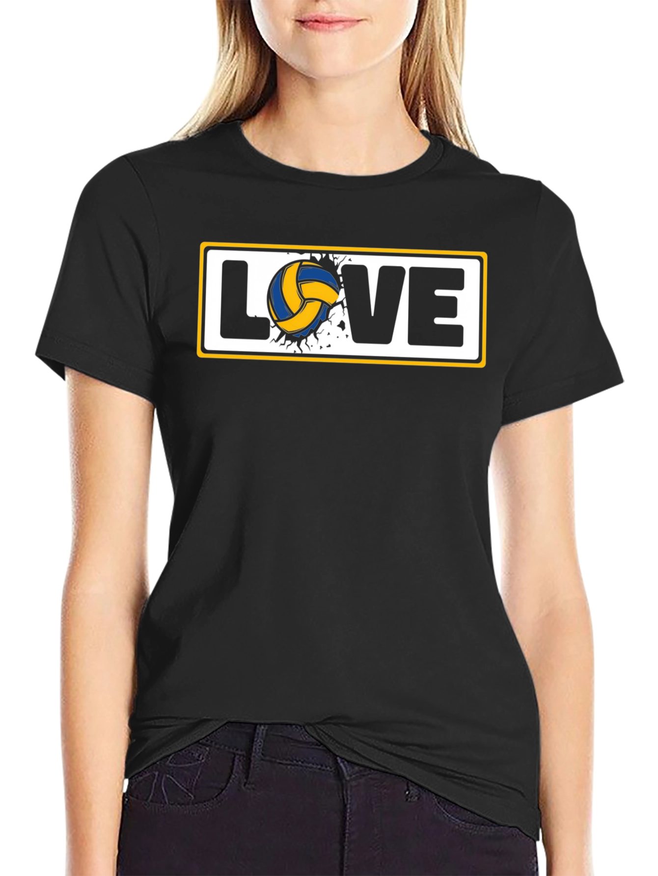 Volleyball Love Graphic T-Shirt - Black