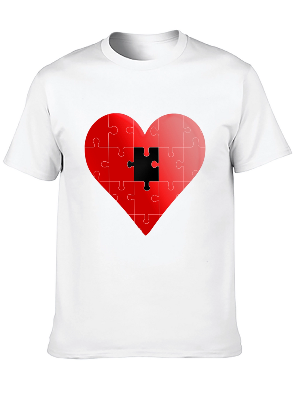 Puzzle Heart Graphic Tee - Stylish Black T-Shirt