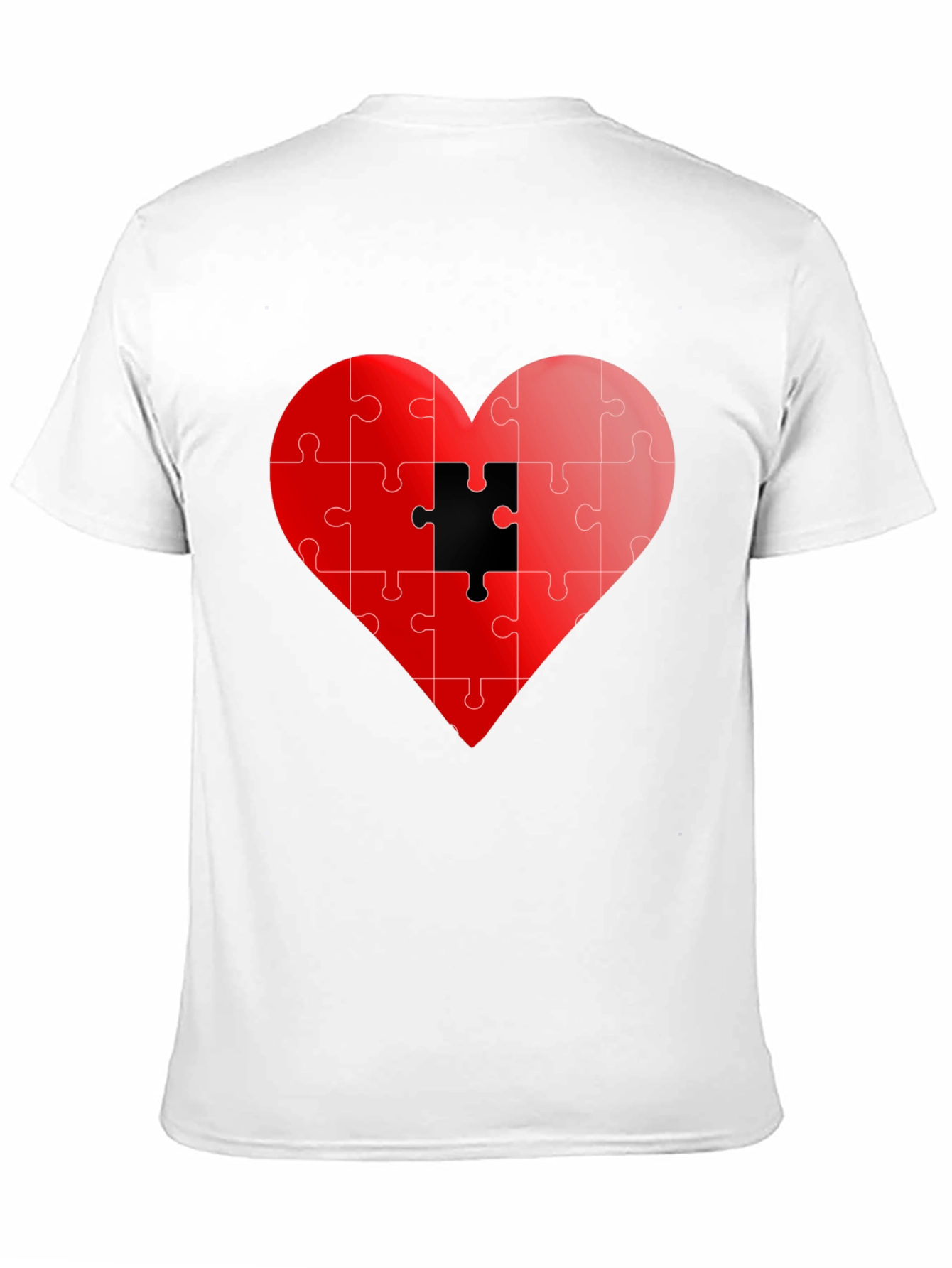 Puzzle Heart Graphic Tee - Stylish Black T-Shirt