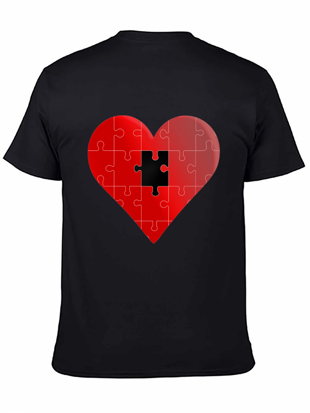 Puzzle Heart Graphic Tee - Stylish Black T-Shirt