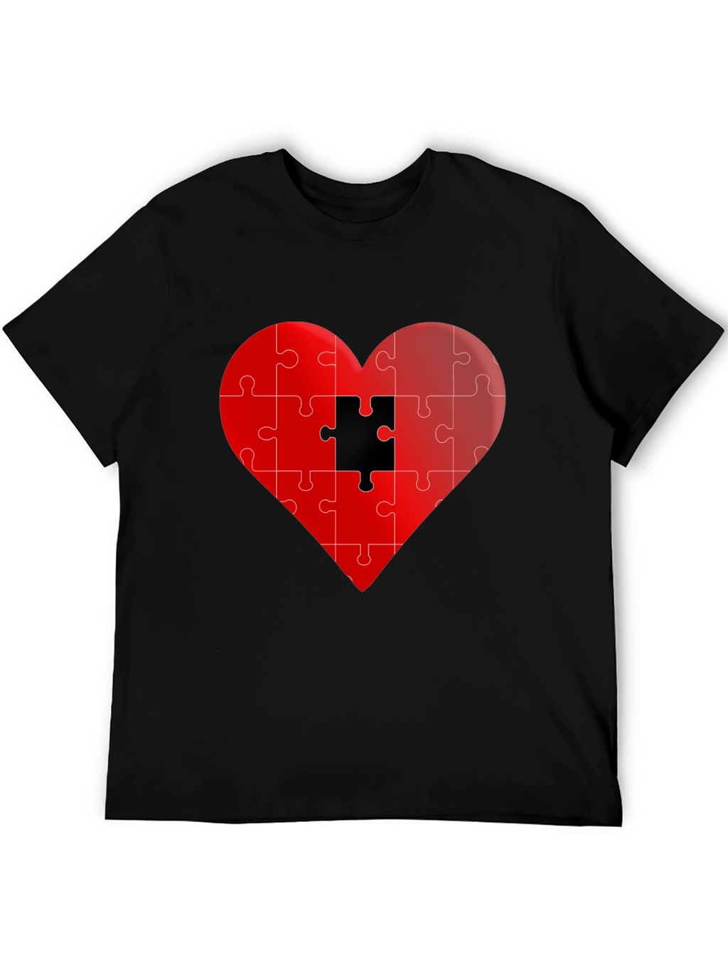 Puzzle Heart Graphic Tee - Stylish Black T-Shirt