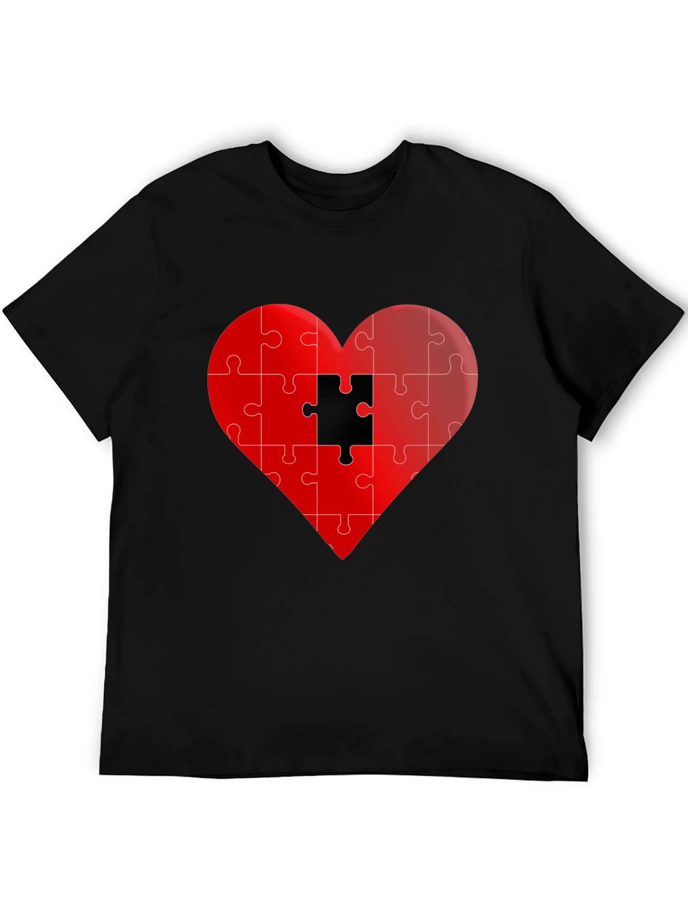 Puzzle Heart Graphic Tee - Stylish Black T-Shirt
