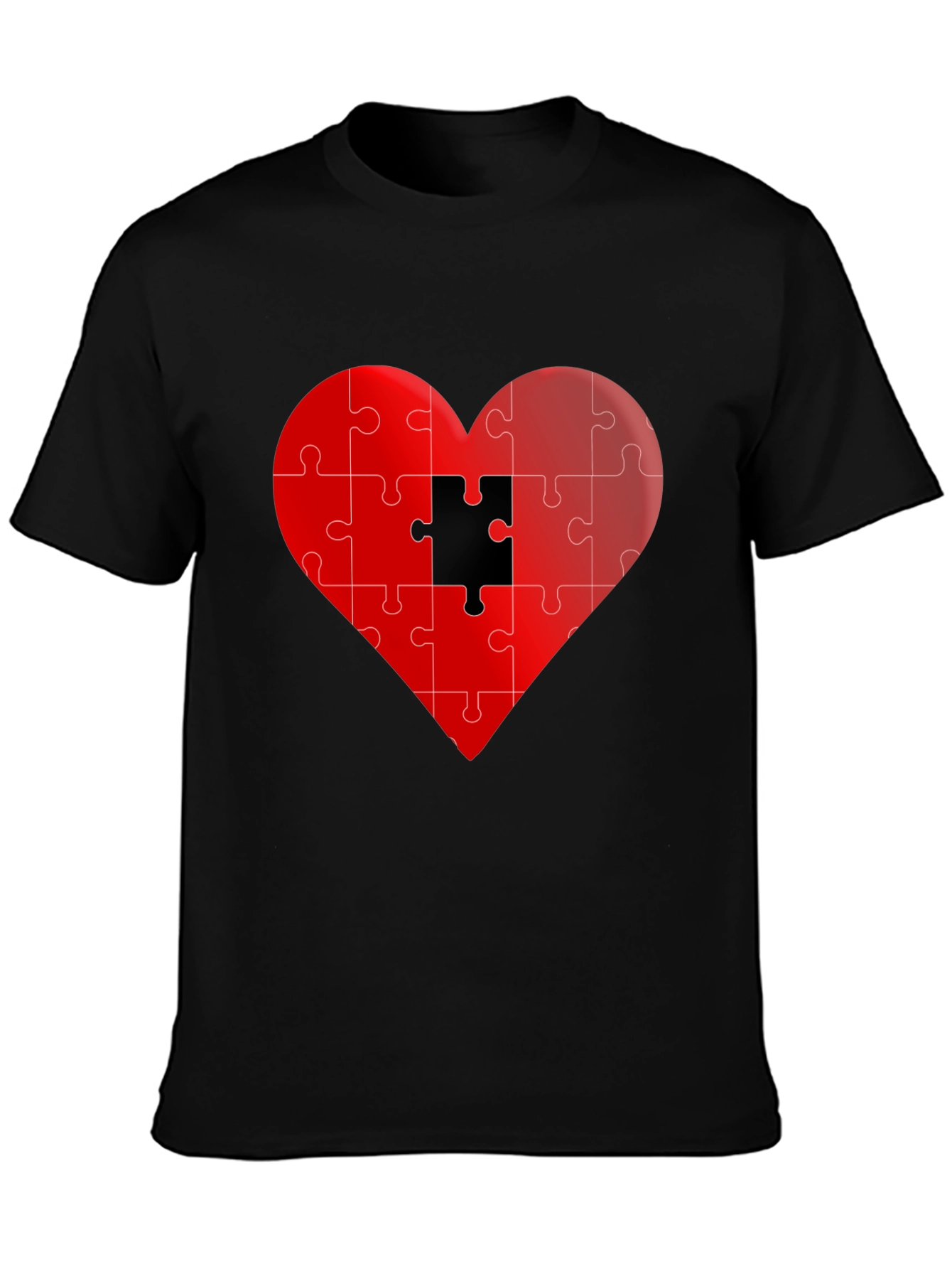 Puzzle Heart Graphic Tee - Stylish Black T-Shirt