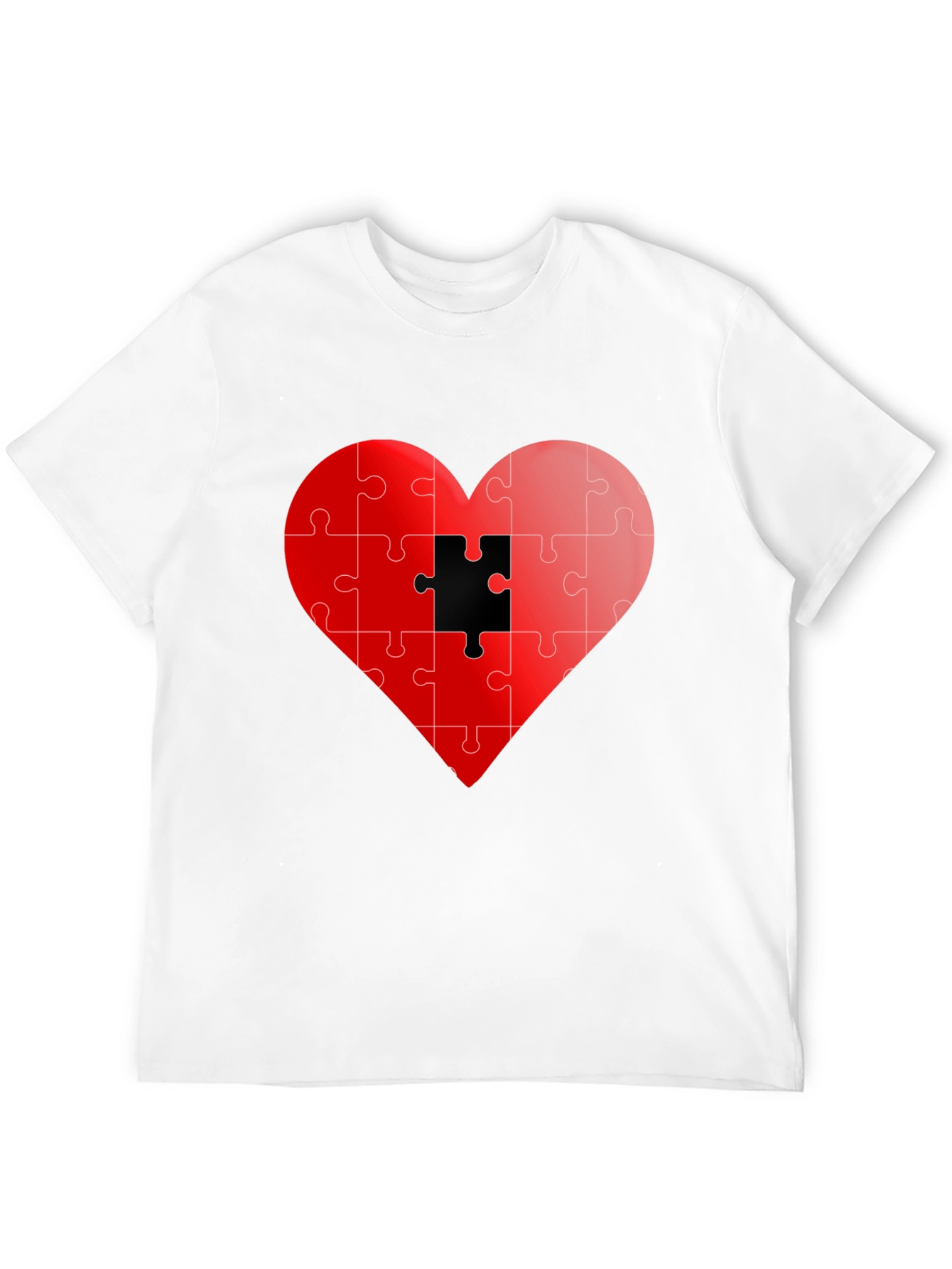 Puzzle Heart Graphic Tee - Stylish Black T-Shirt