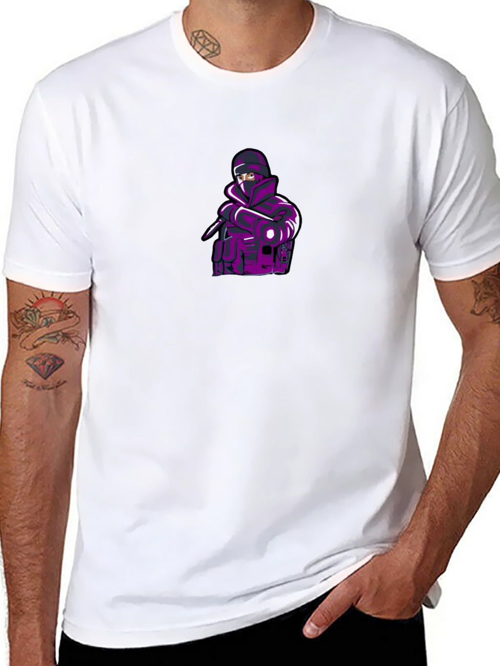 Mens Black T-shirt with Ninja Graphic