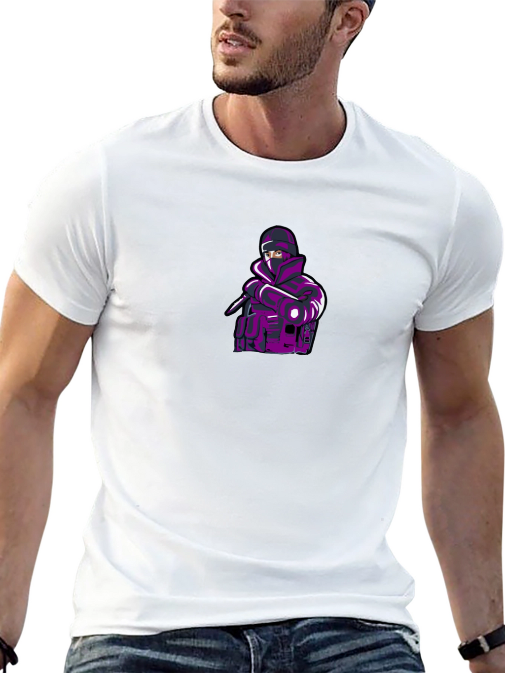 Mens Black T-shirt with Ninja Graphic