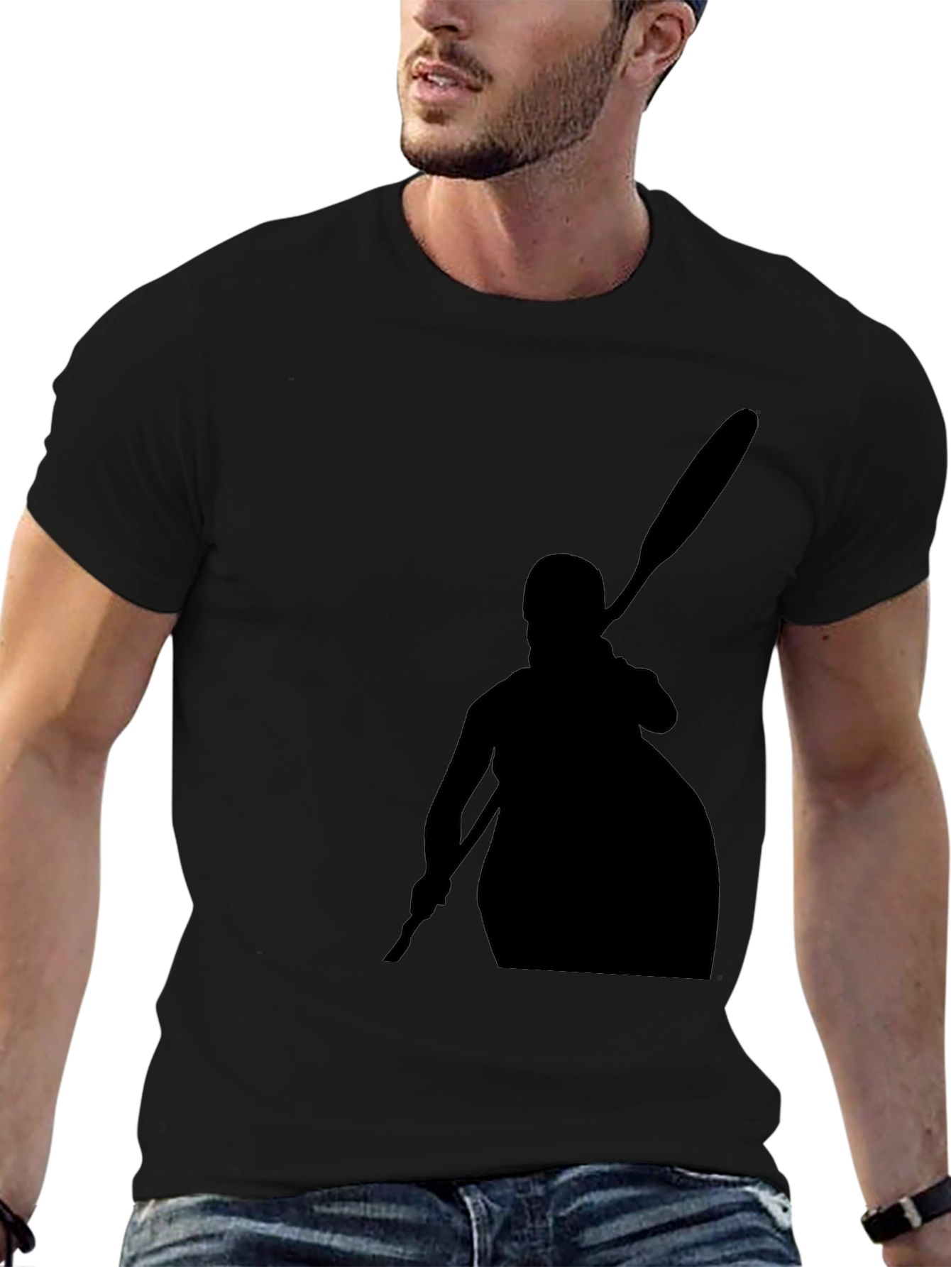 Black Kayaker Silhouette T-Shirt
