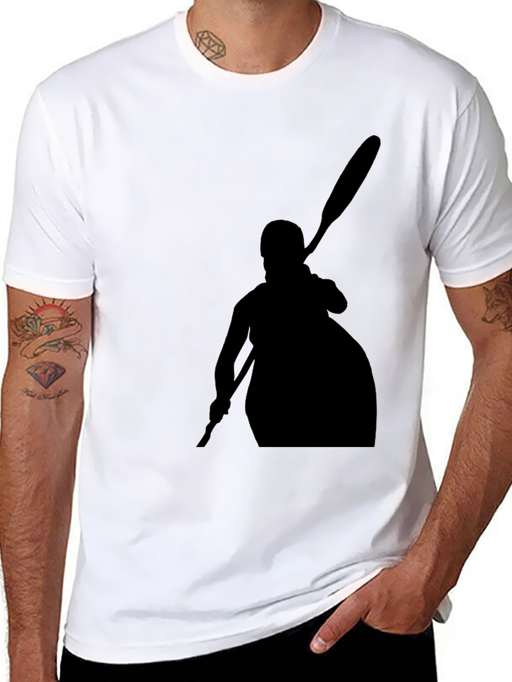 Black Kayaker Silhouette T-Shirt