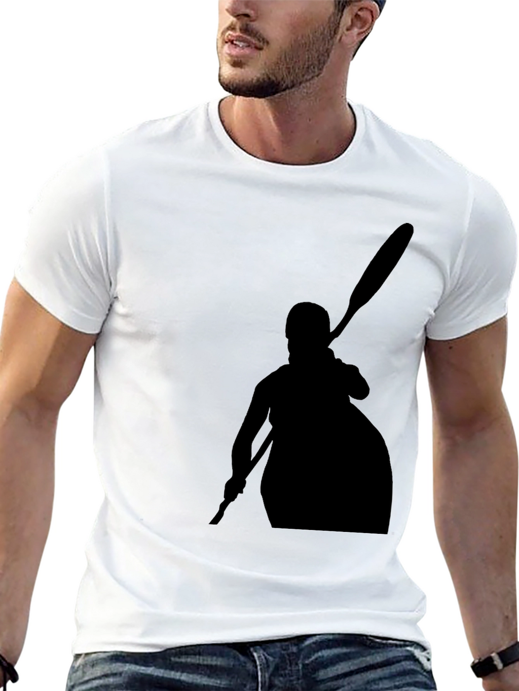 Black Kayaker Silhouette T-Shirt