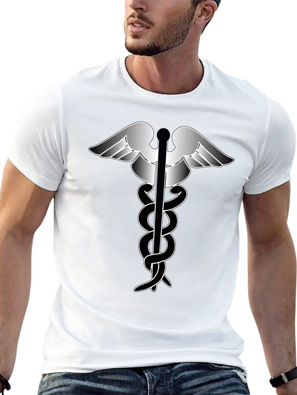 Caduceus Symbol Graphic T-Shirt - Classic Design