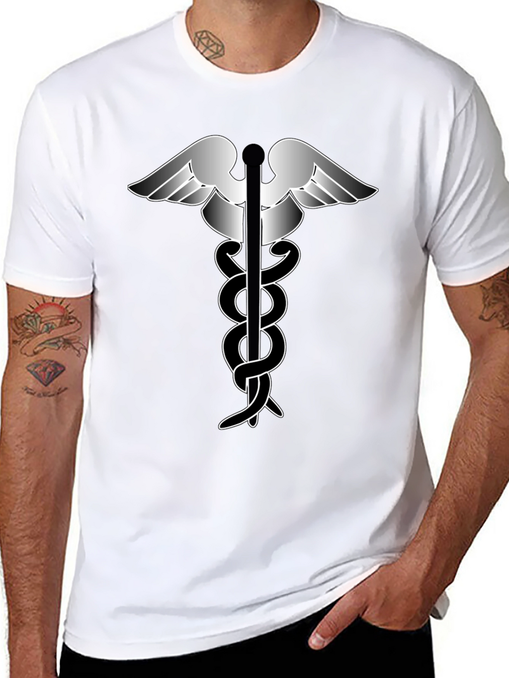 Caduceus Symbol Graphic T-Shirt - Classic Design