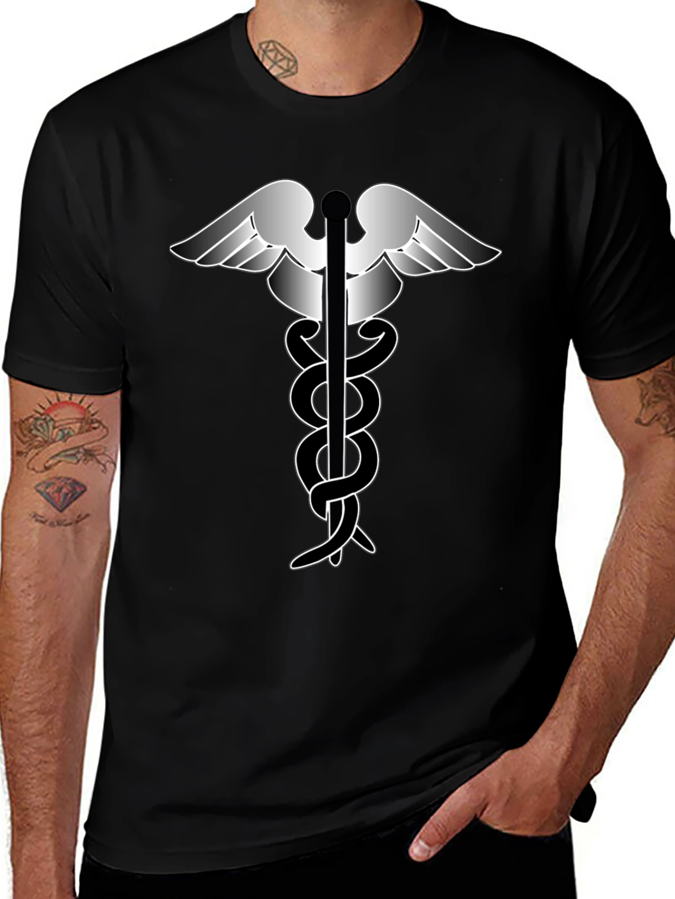 Caduceus Symbol Graphic T-Shirt - Classic Design