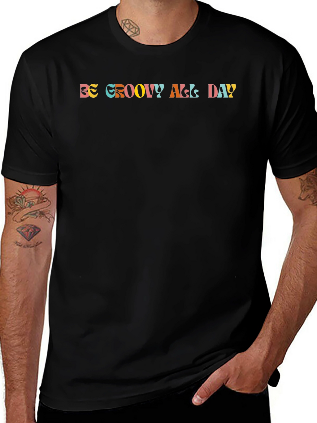 Be Groovy All Day Black Graphic Tee