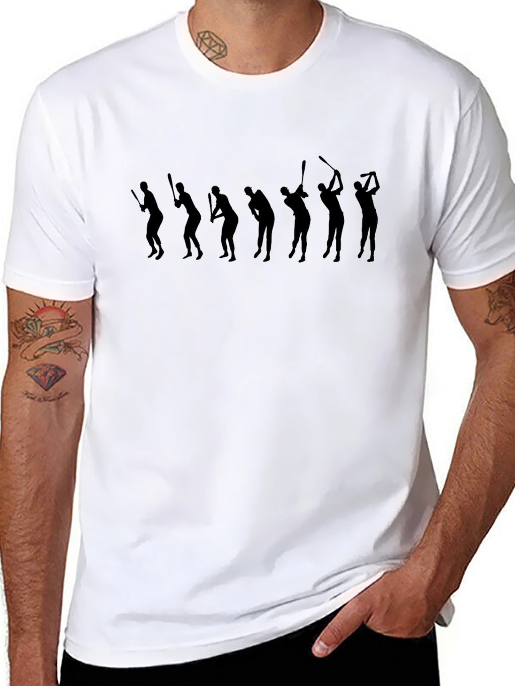 Mens Black Golf Swing Silhouette Graphic Tee