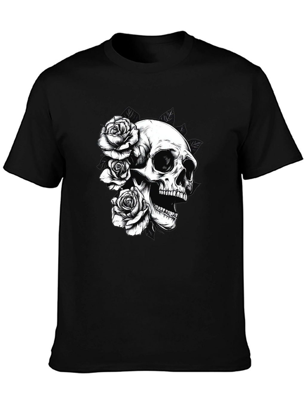 Skull & Roses Graphic Tee - Black