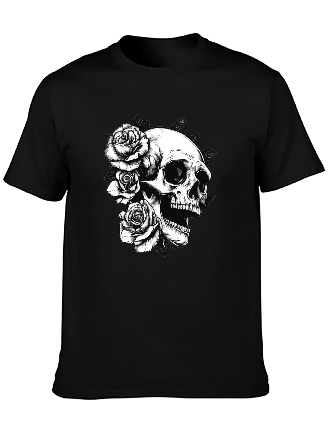 Skull & Roses Graphic Tee - Black