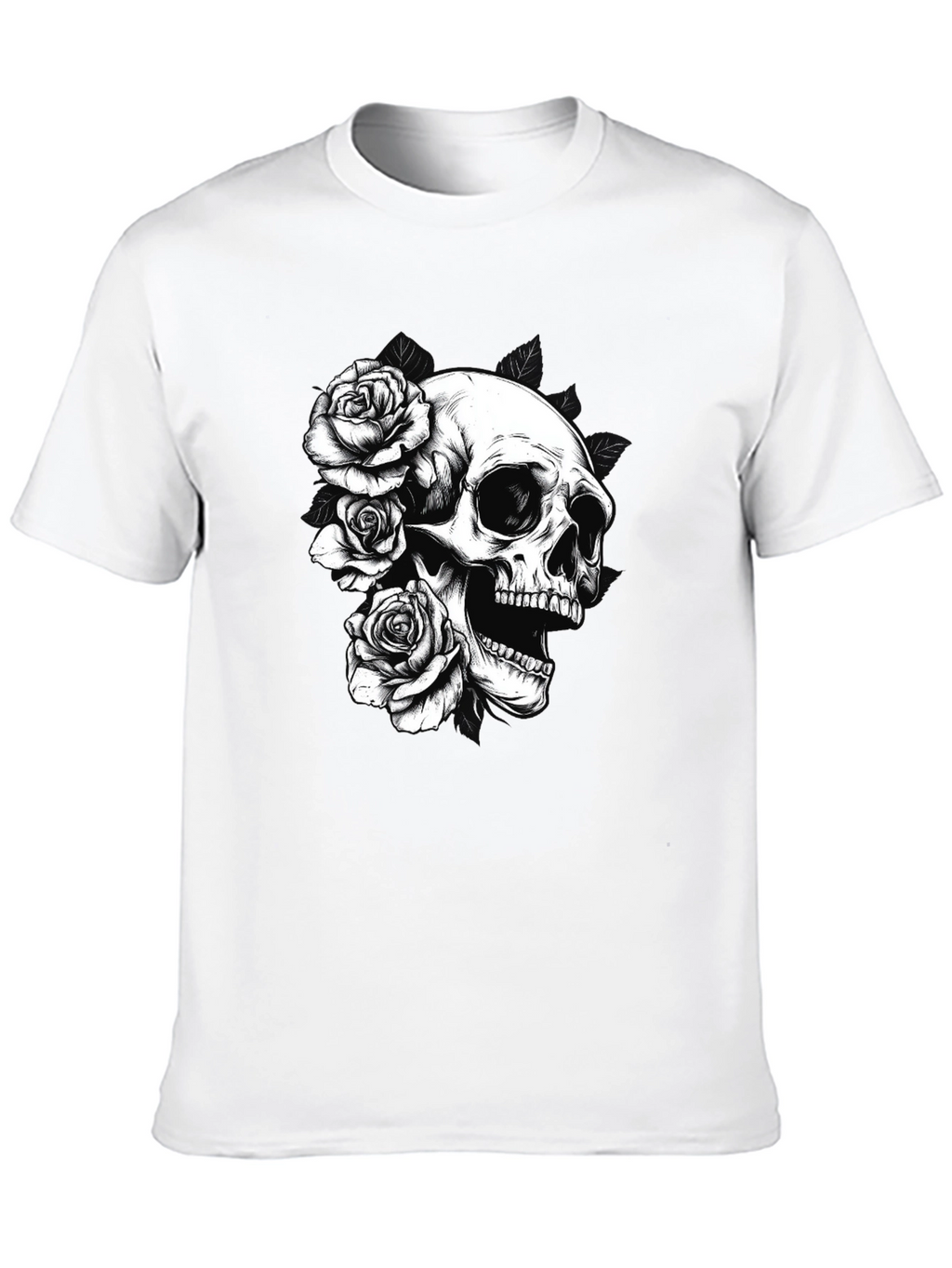 Skull & Roses Graphic Tee - Black