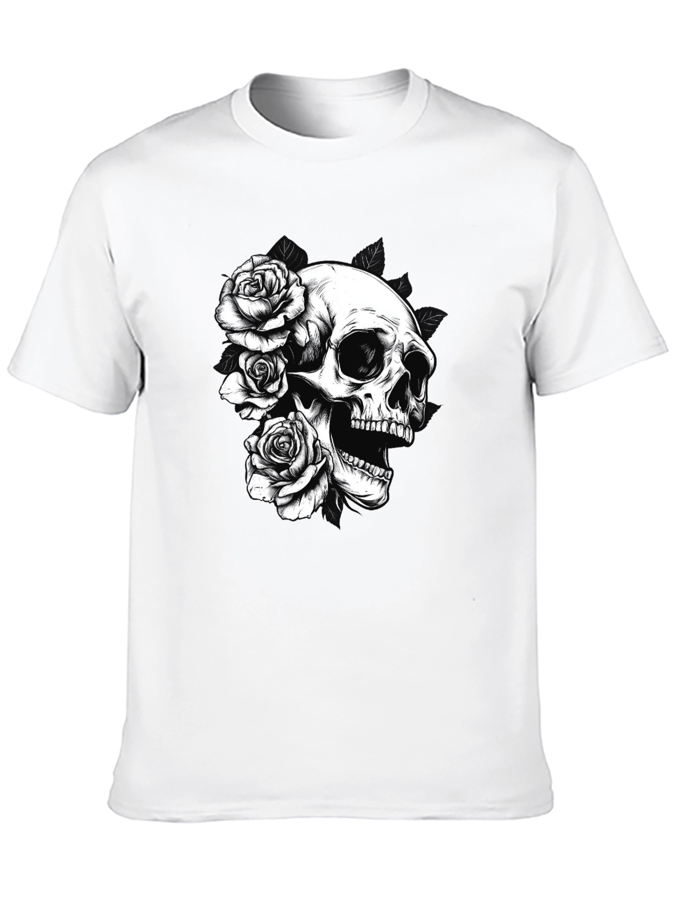 Skull & Roses Graphic Tee - Black