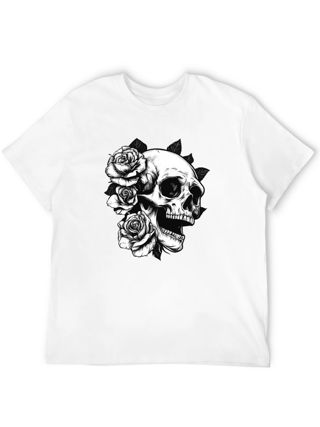 Skull & Roses Graphic Tee - Black