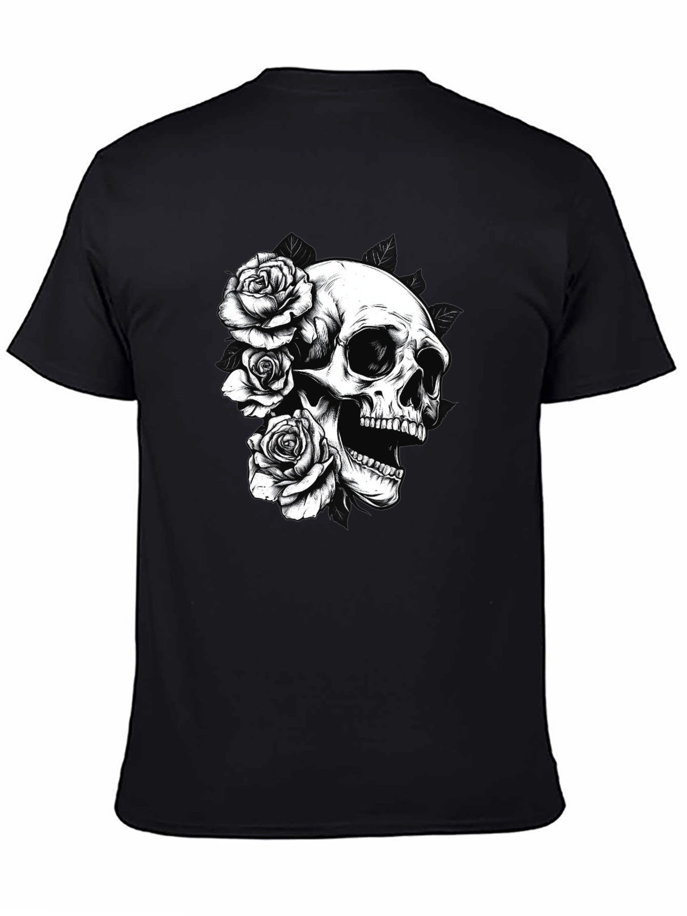 Skull & Roses Graphic Tee - Black