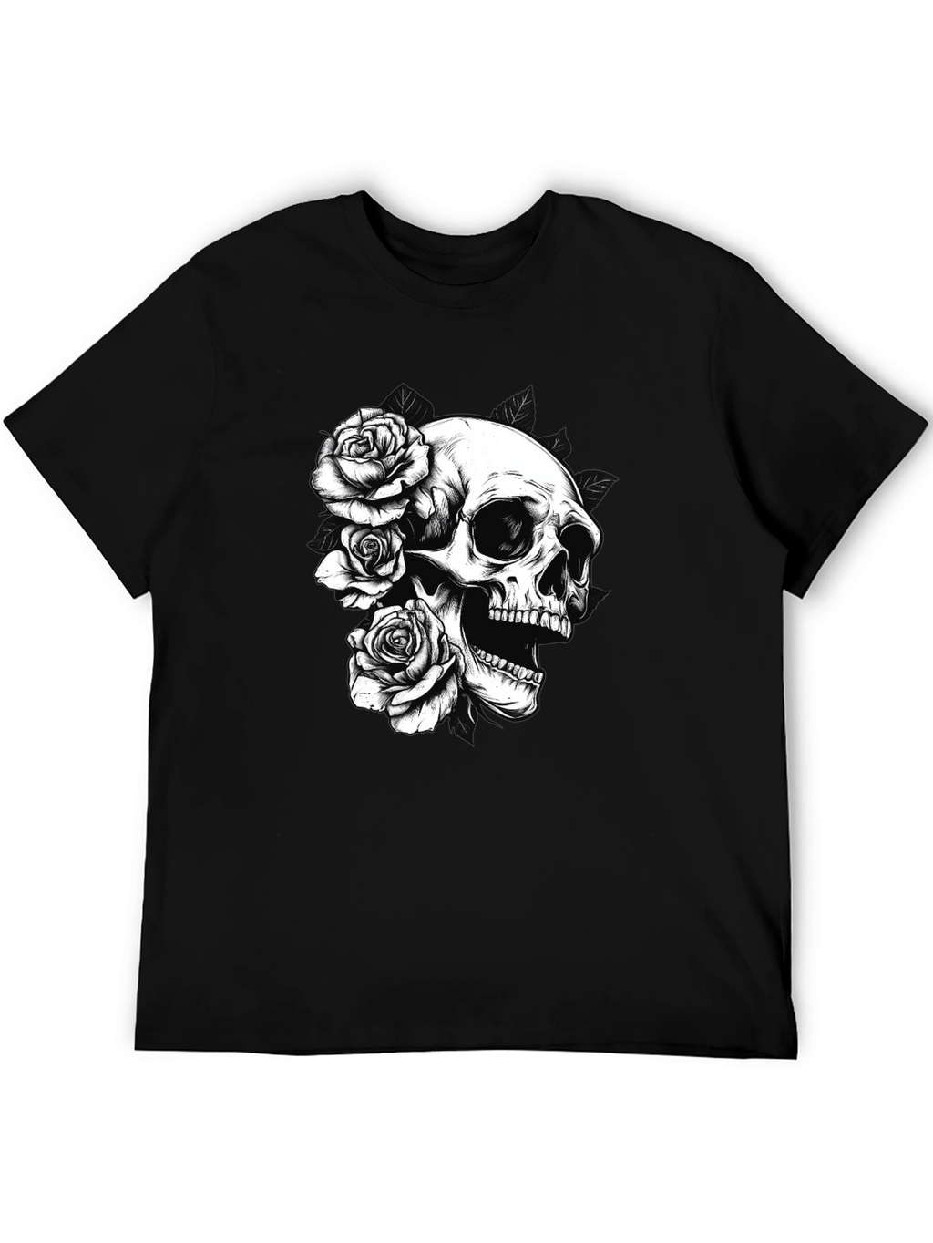 Skull & Roses Graphic Tee - Black