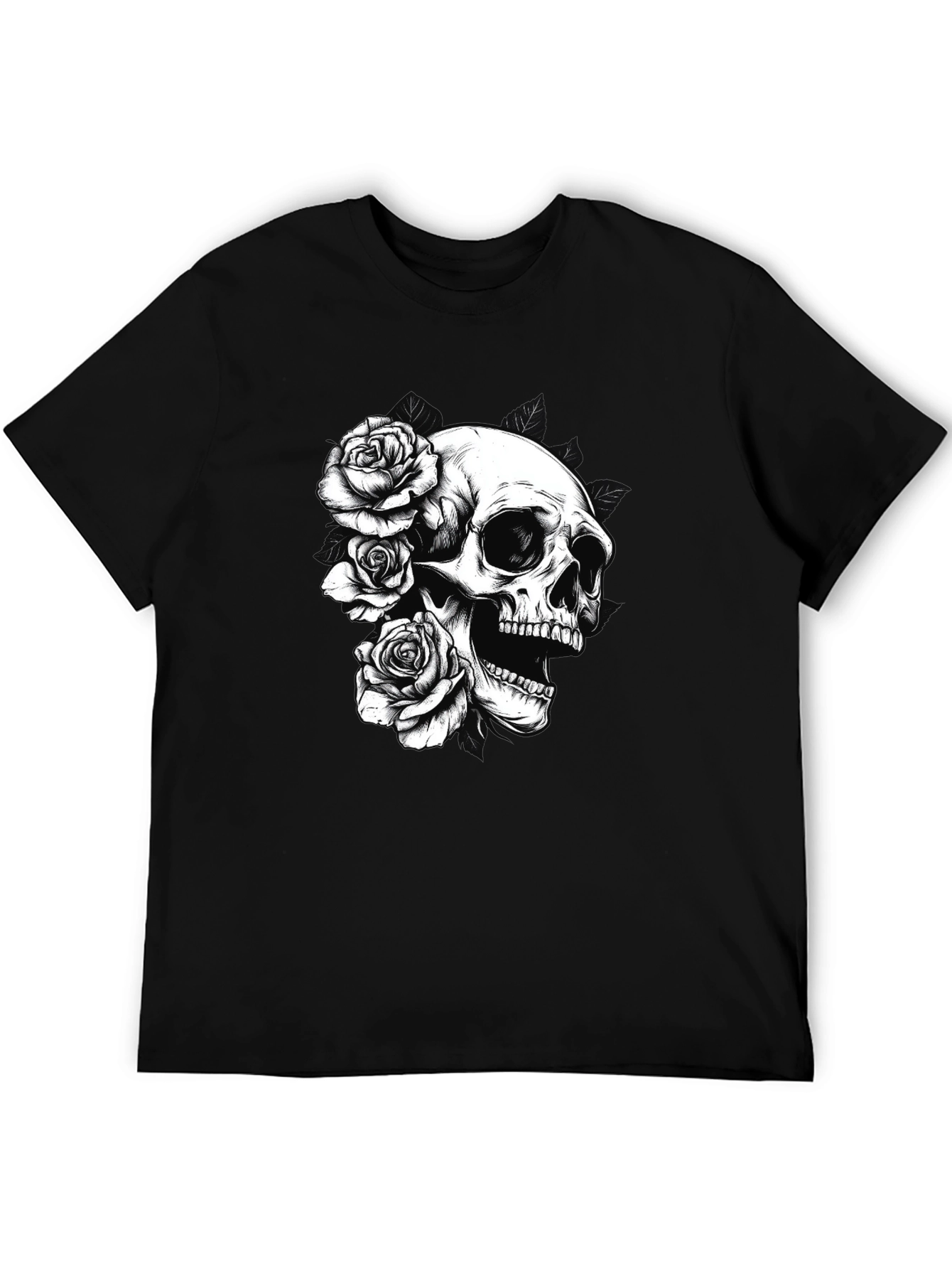 Skull & Roses Graphic Tee - Black