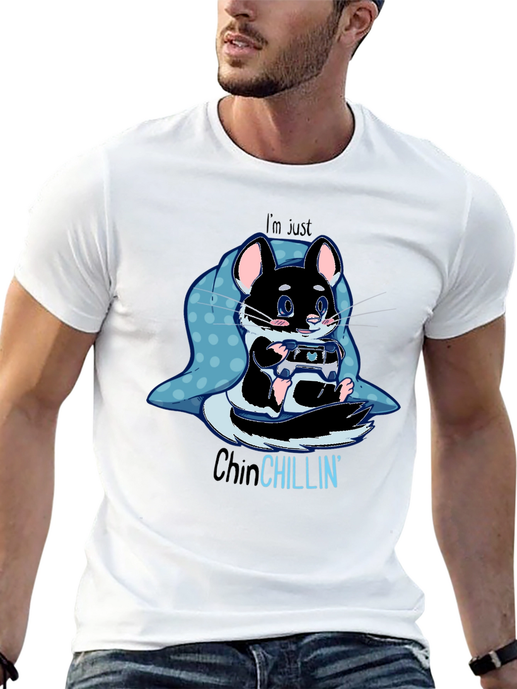 ChinCHILLIN Gaming T-Shirt - Cute Rodent Gamer Tee
