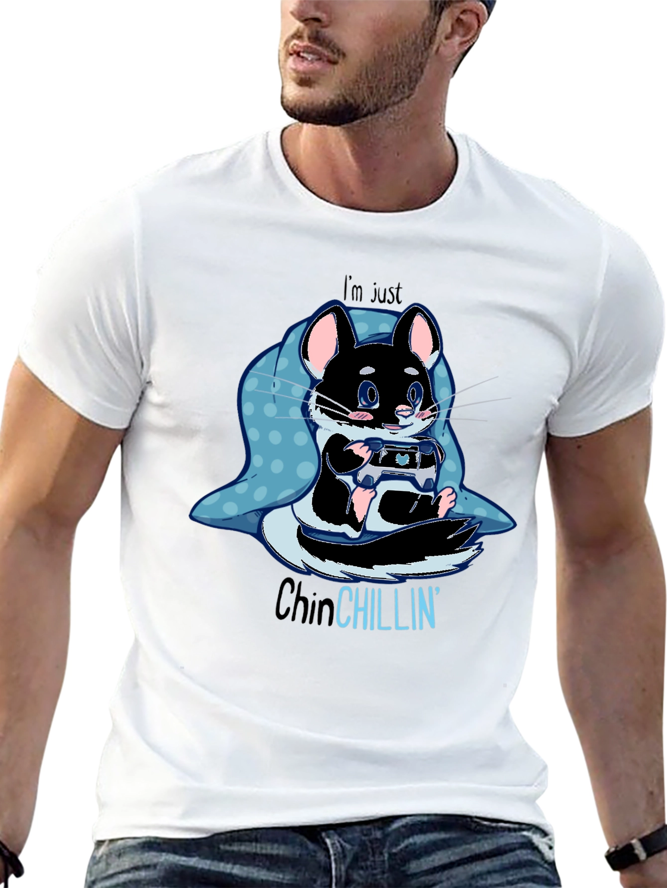 ChinCHILLIN Gaming T-Shirt - Cute Rodent Gamer Tee