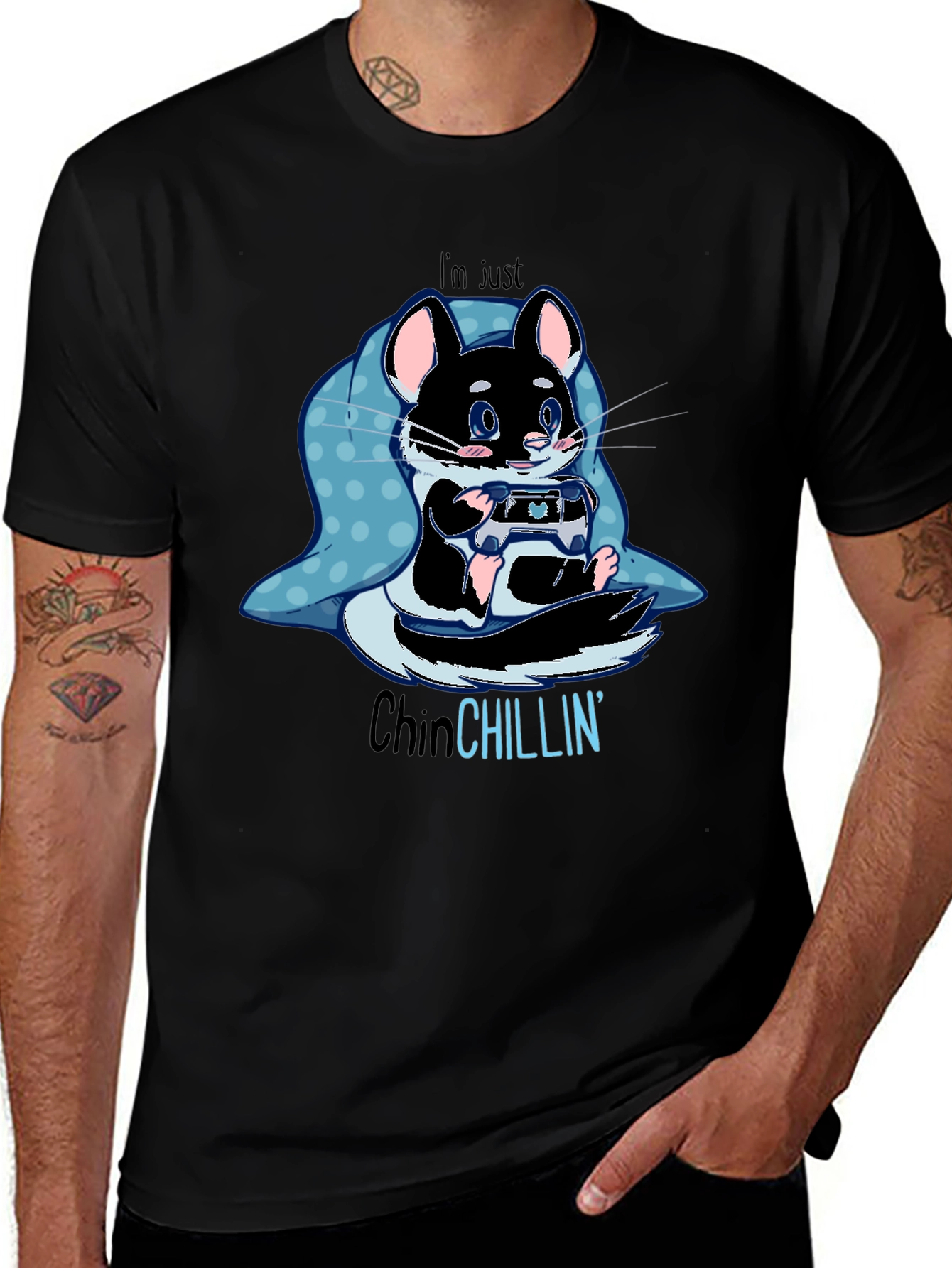 ChinCHILLIN Gaming T-Shirt - Cute Rodent Gamer Tee