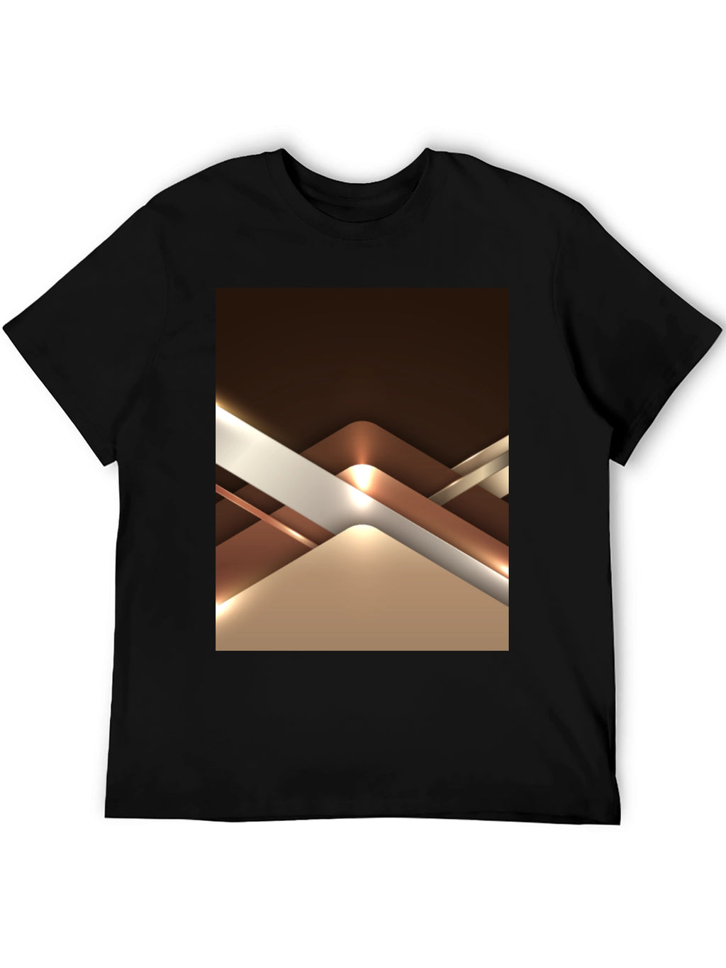 Abstract Geometric Design Graphic Tee - Black