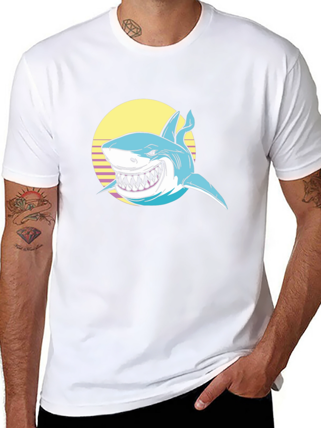 Shark Graphic Print Black T-Shirt