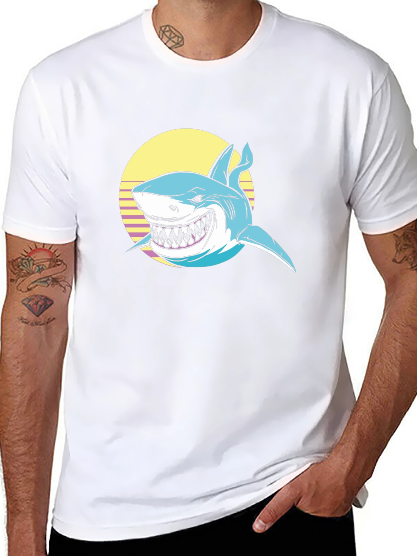 Shark Graphic Print Black T-Shirt