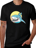 Shark Graphic Print Black T-Shirt