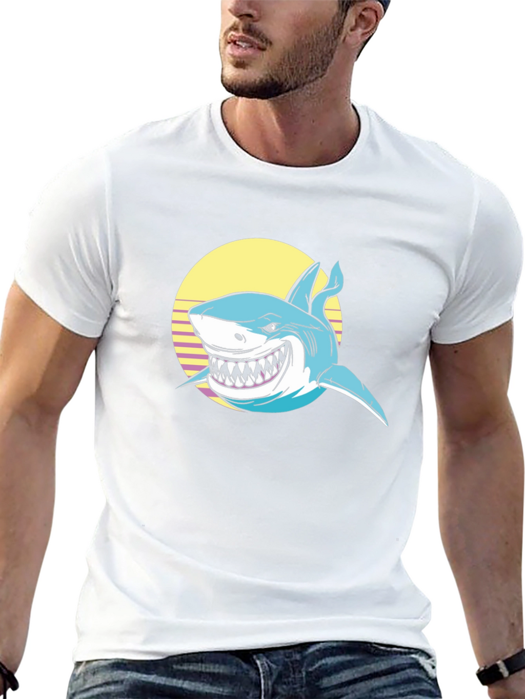 Shark Graphic Print Black T-Shirt