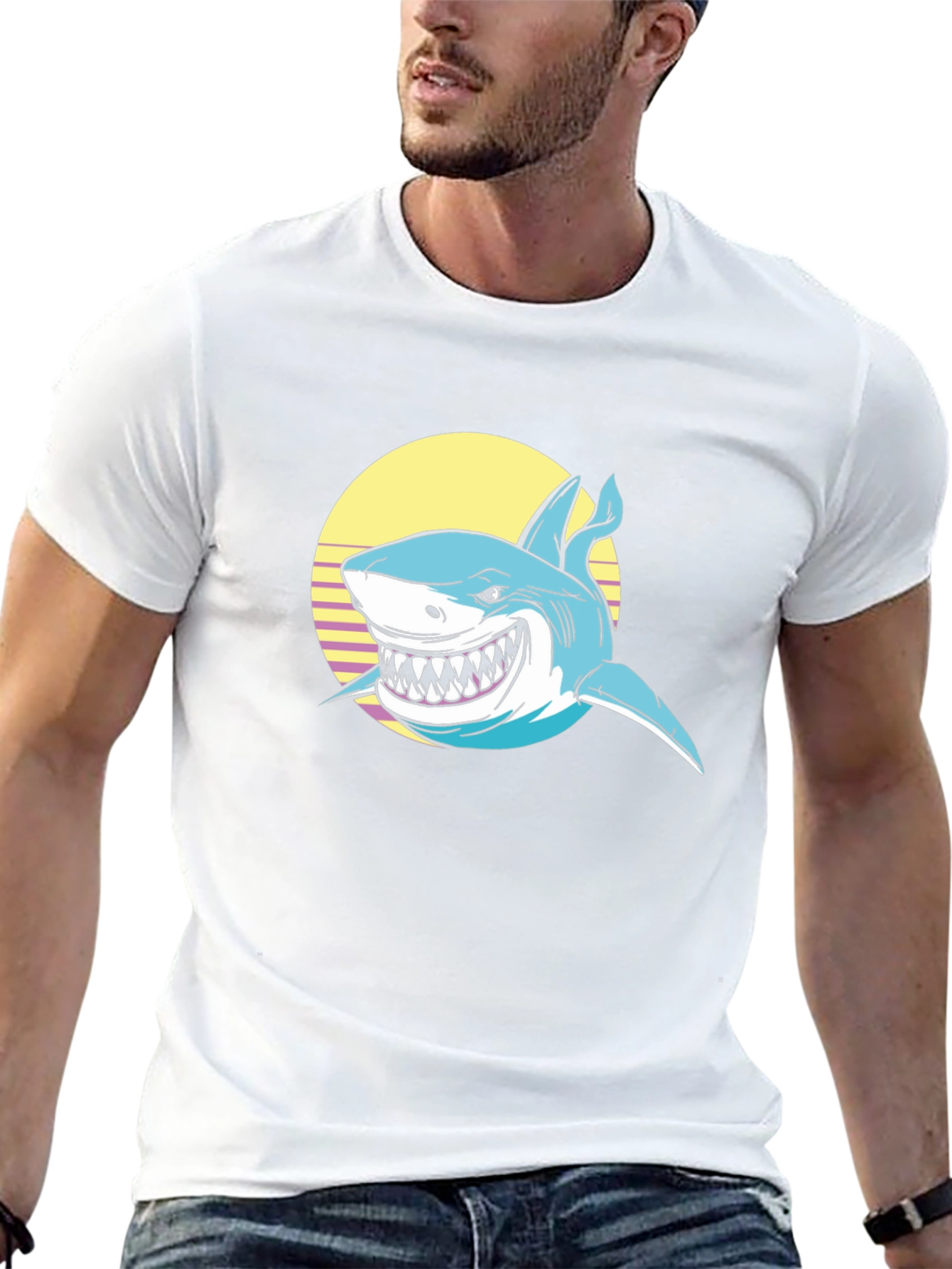 Shark Graphic Print Black T-Shirt
