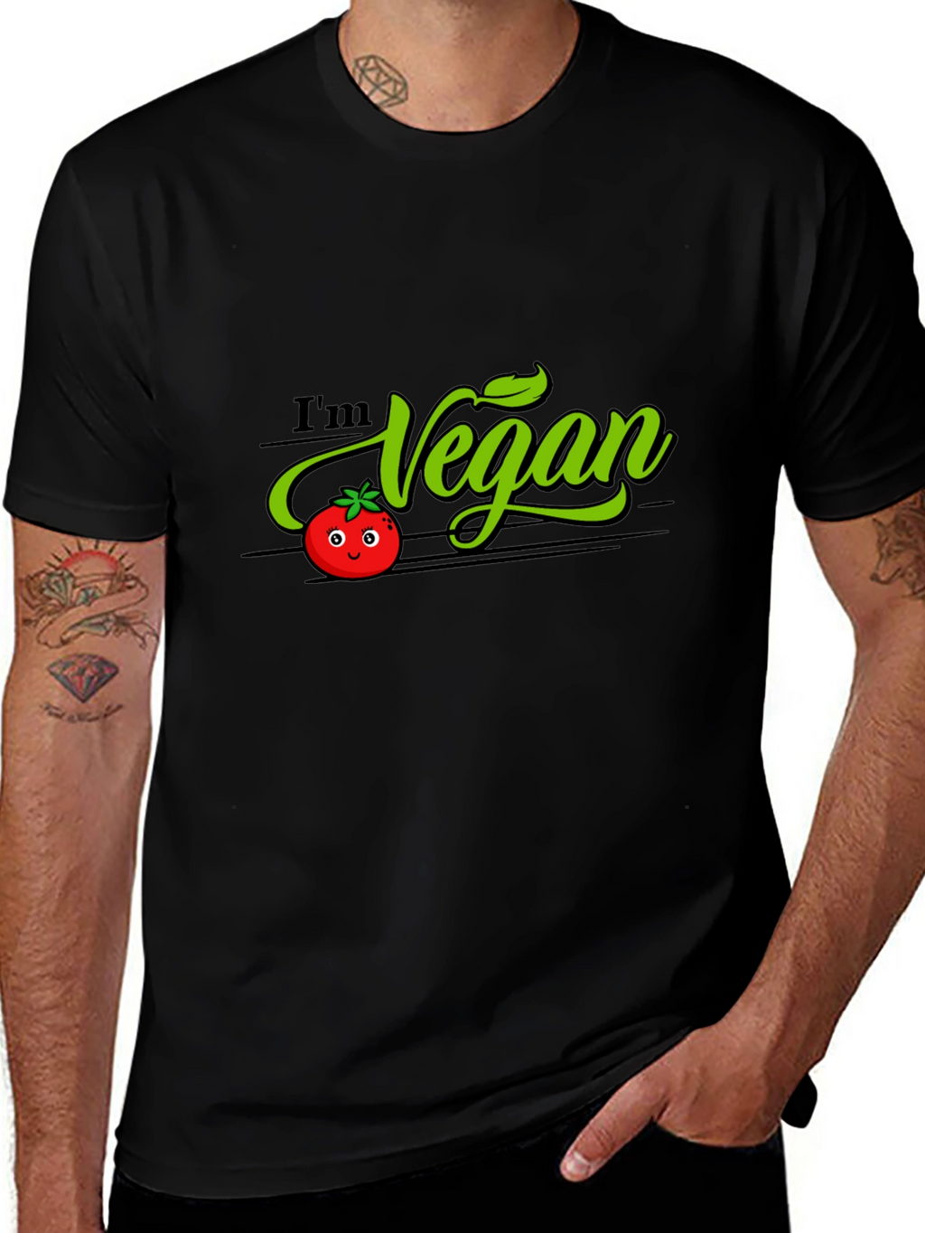 Im Vegan Tomato Graphic T-Shirt - Black