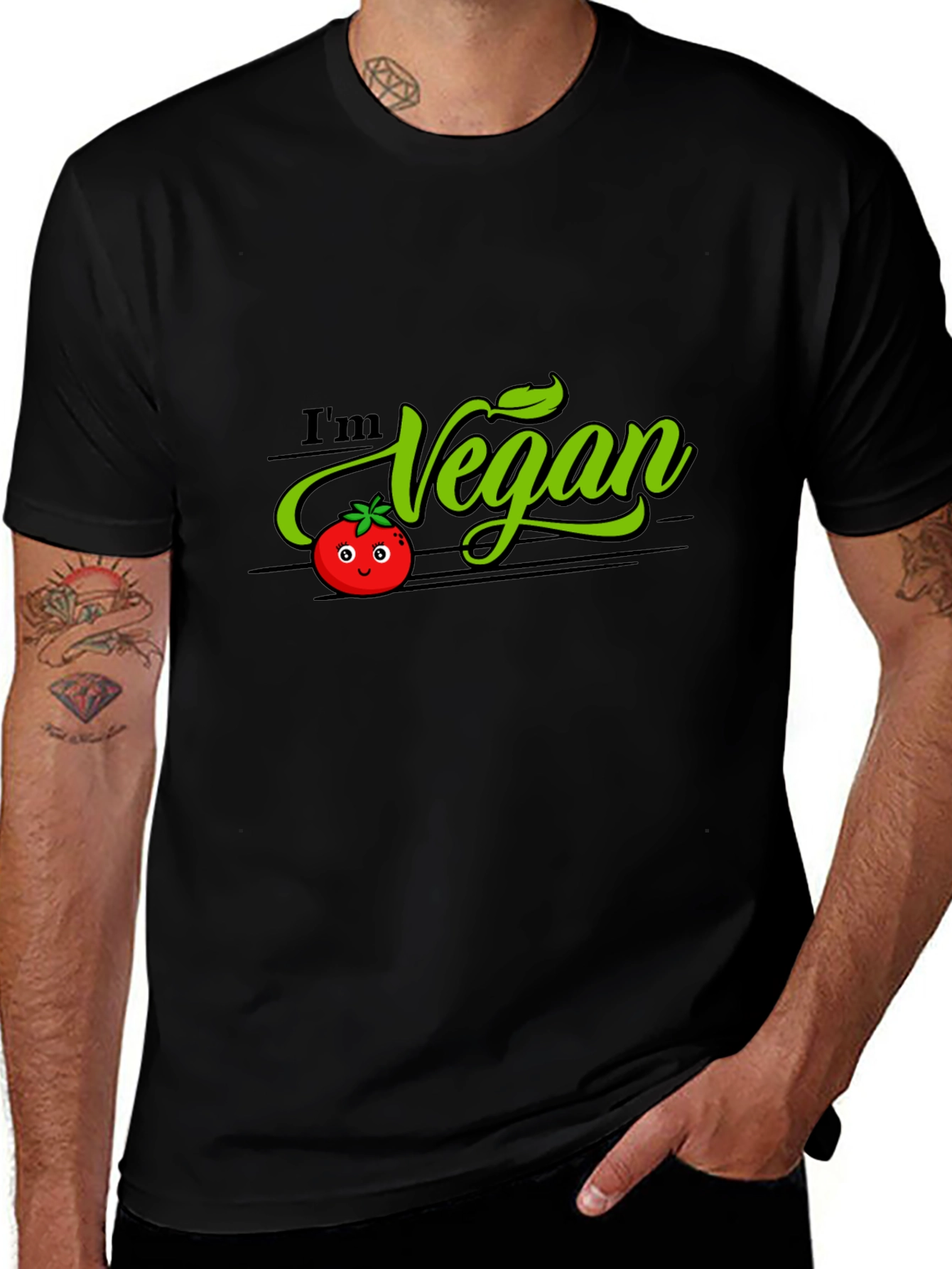 Im Vegan Tomato Graphic T-Shirt - Black