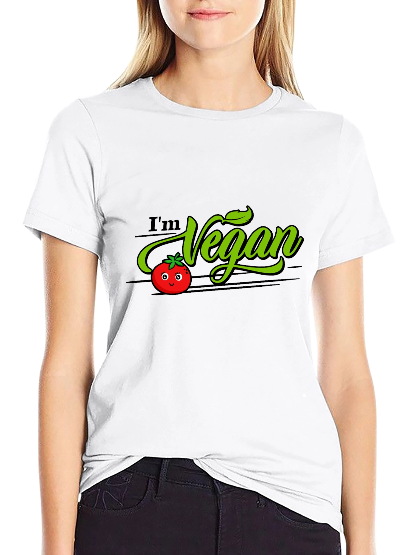 Im Vegan Tomato Graphic T-Shirt - Black