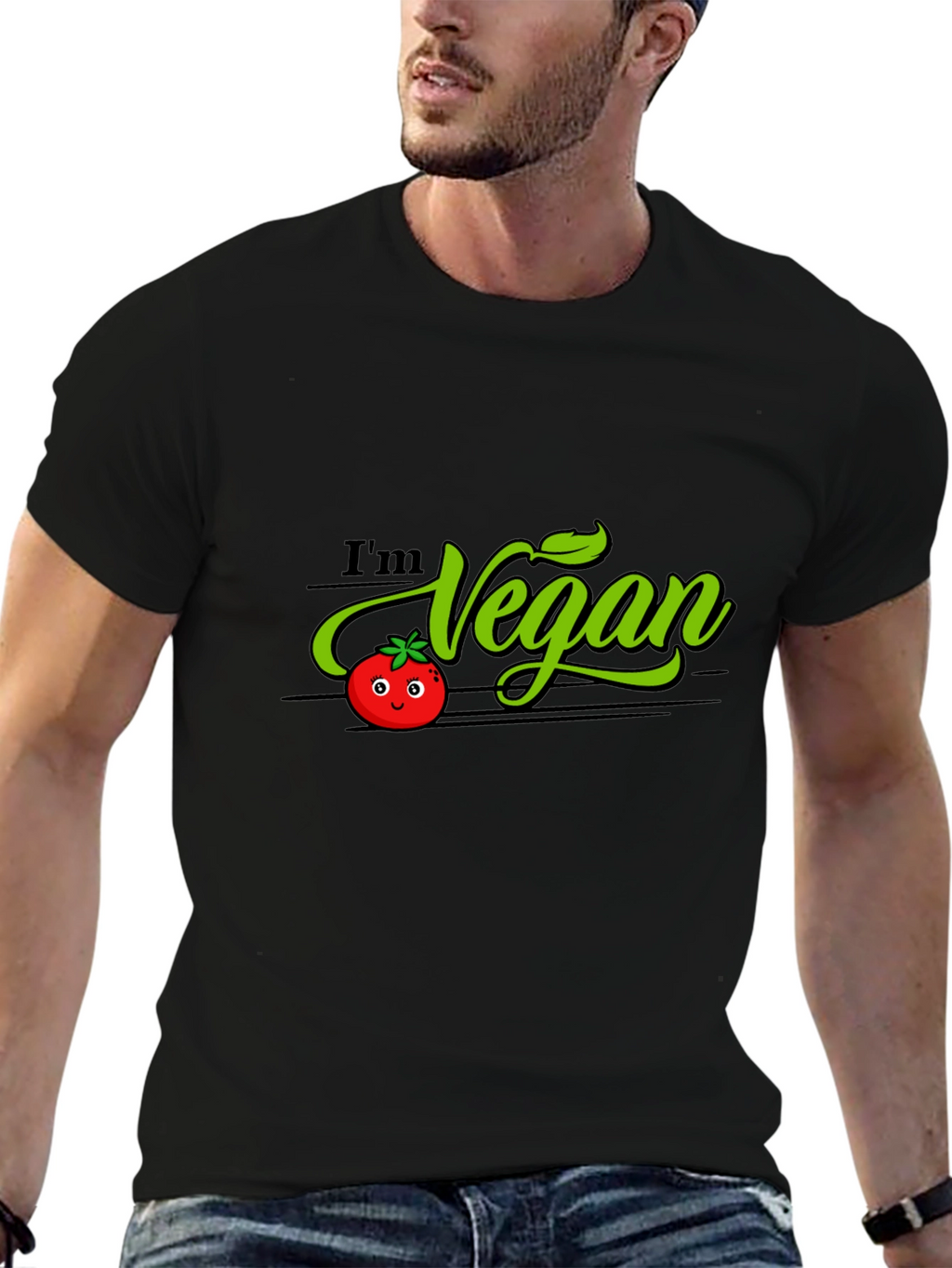 Im Vegan Tomato Graphic T-Shirt - Black